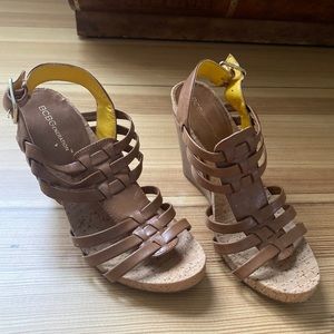 Brown wedges barley worn